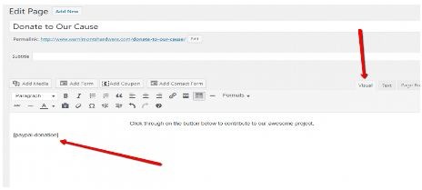 the PayPal donate button is through a Shortcode