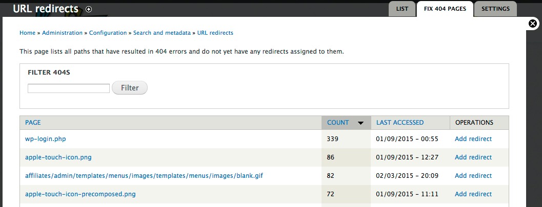 "Drupal-redirect-module-fix-301s-404s_3"