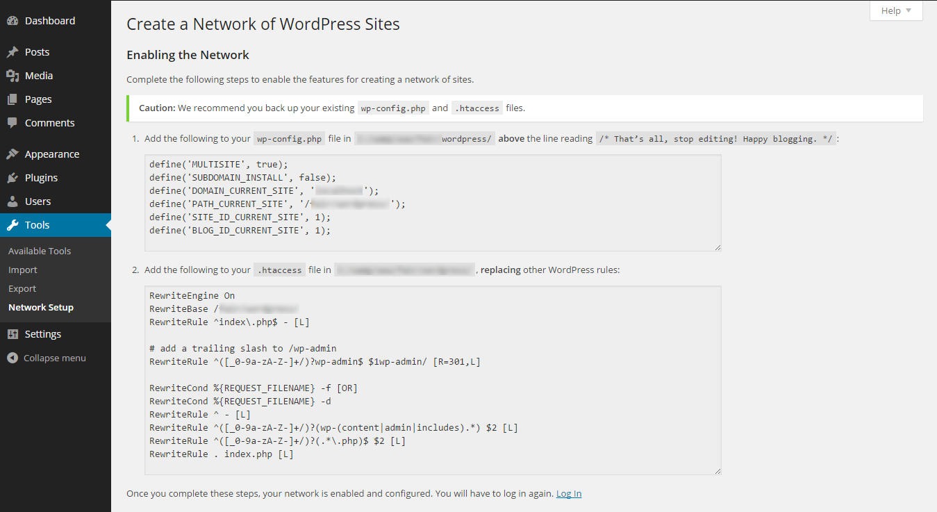 "Enabling WordPress Multisite Network"