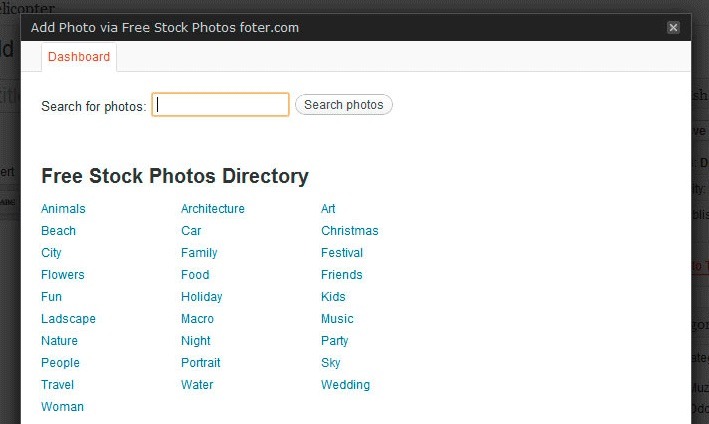 "Free WordPress Photo Plugin Foter"