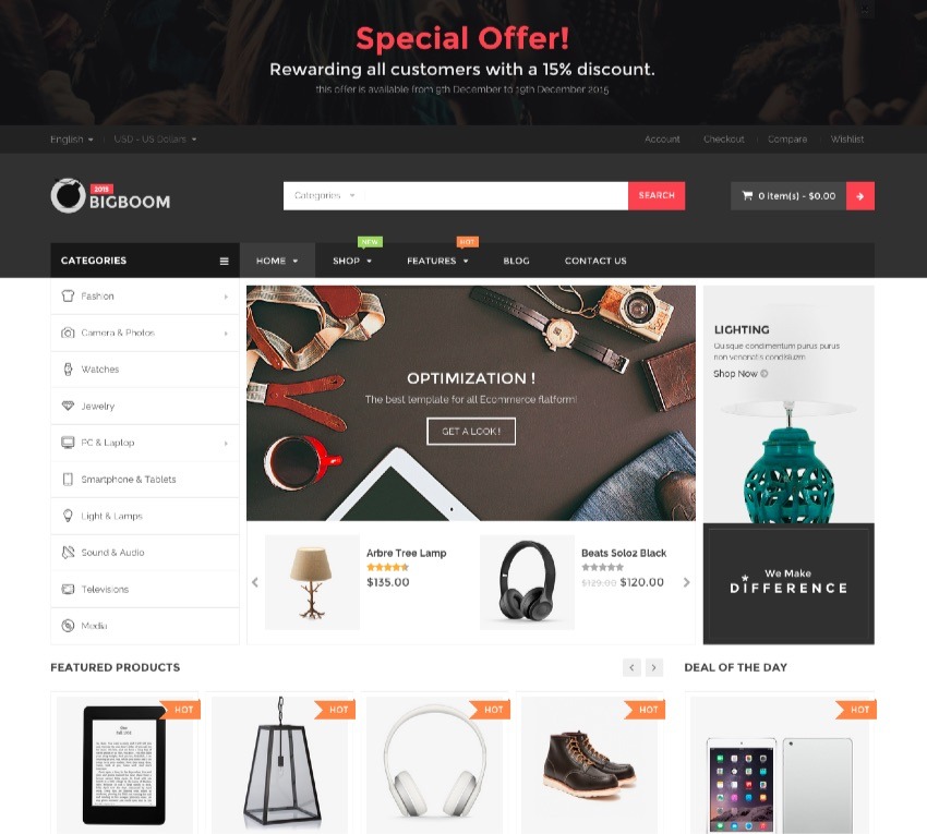 "BigBoom Responsive WordPress Commerce Theme"