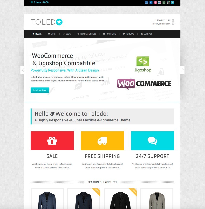 "Toledo Responsive WordPress Commerce theme"