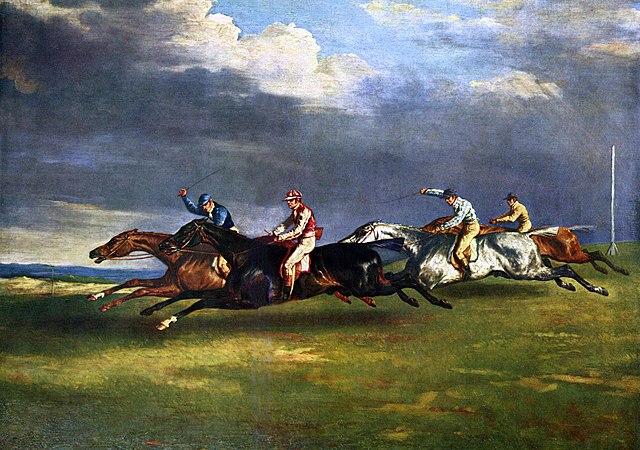 The 1821 Derby at Epsom painting by Théodore Géricault